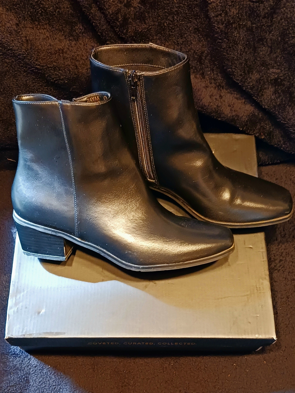 Lulu's Black Leather Ankle Booties with Side Zip